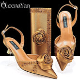 Pointed Toe Shoes Bag Handmade Floral Decoration Simple Elegant Two Piece Sets